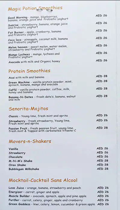 Bert's Cafe Menu in The Greens, Dubai 