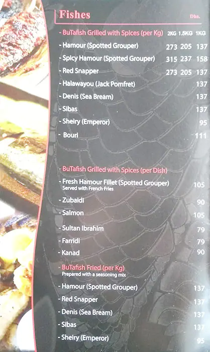 Bu Tafish Menu in Jumeirah 1, Dubai 