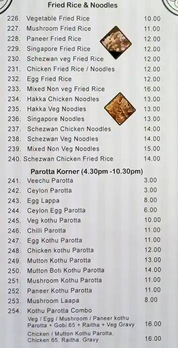 Meenatshi Chettinadu Restaurant Menu 