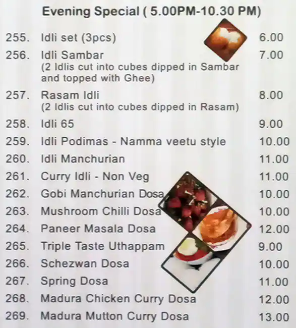 Meenatshi Chettinadu Restaurant Menu 