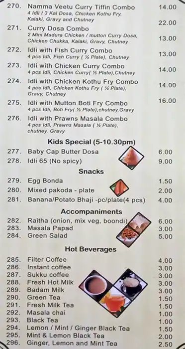 Meenatshi Chettinadu Restaurant Menu 