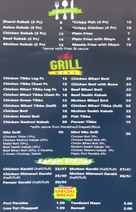 Chutney & Roll - شتني رول Menu 