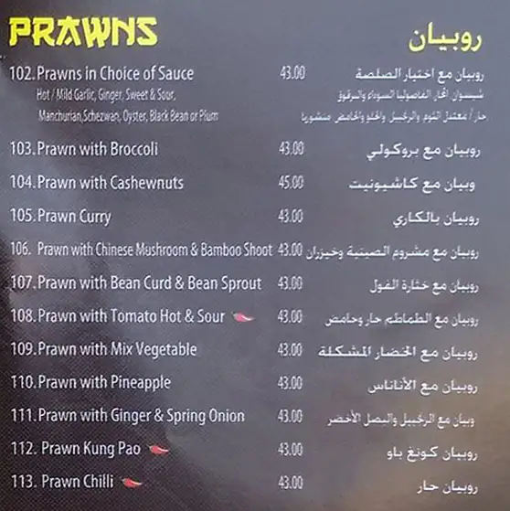 China Garden - حديقة الصين Menu 