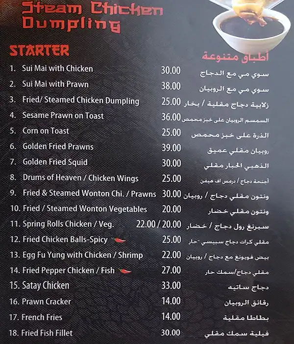 China Garden Menu in Al Karama, Dubai 