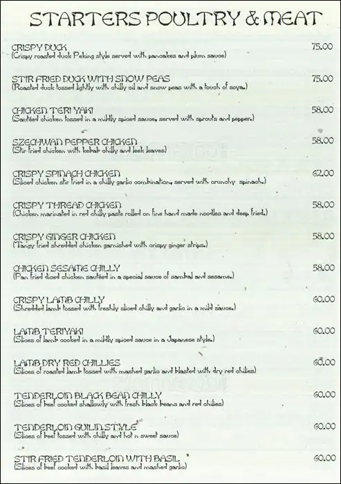 Chinese Village - Sea View Hotel Menu 