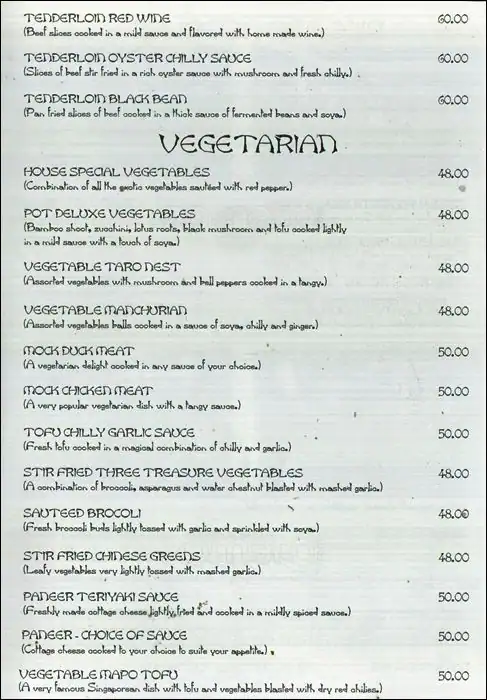 Chinese Village - Sea View Hotel Menu 