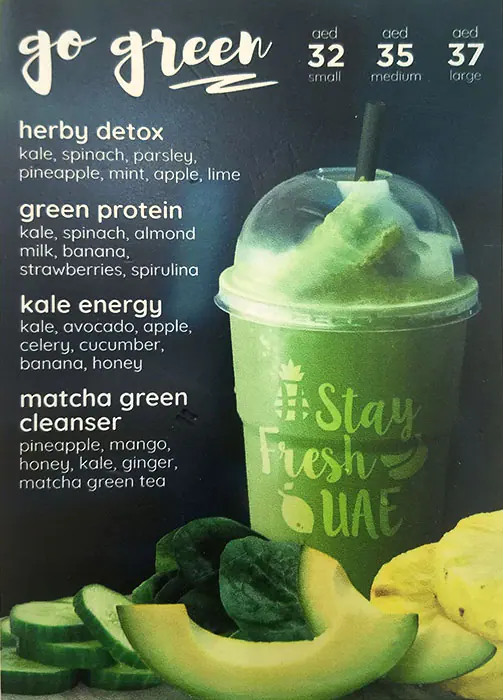 Tonic Juice Bar Menu in Mall of the Emirates, Al Barsha, Dubai 