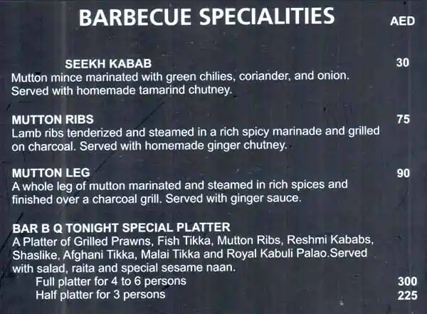 Bar B.Q. Tonight - باربيكيو تونايت Menu 