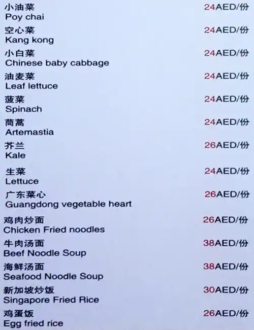 Homey Chinese Menu in Cluster V, Jumeirah Lake Towers, Dubai 