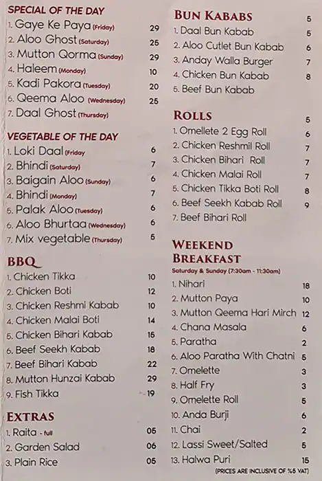 Delhi Restaurant Menu in Naif, Dubai 