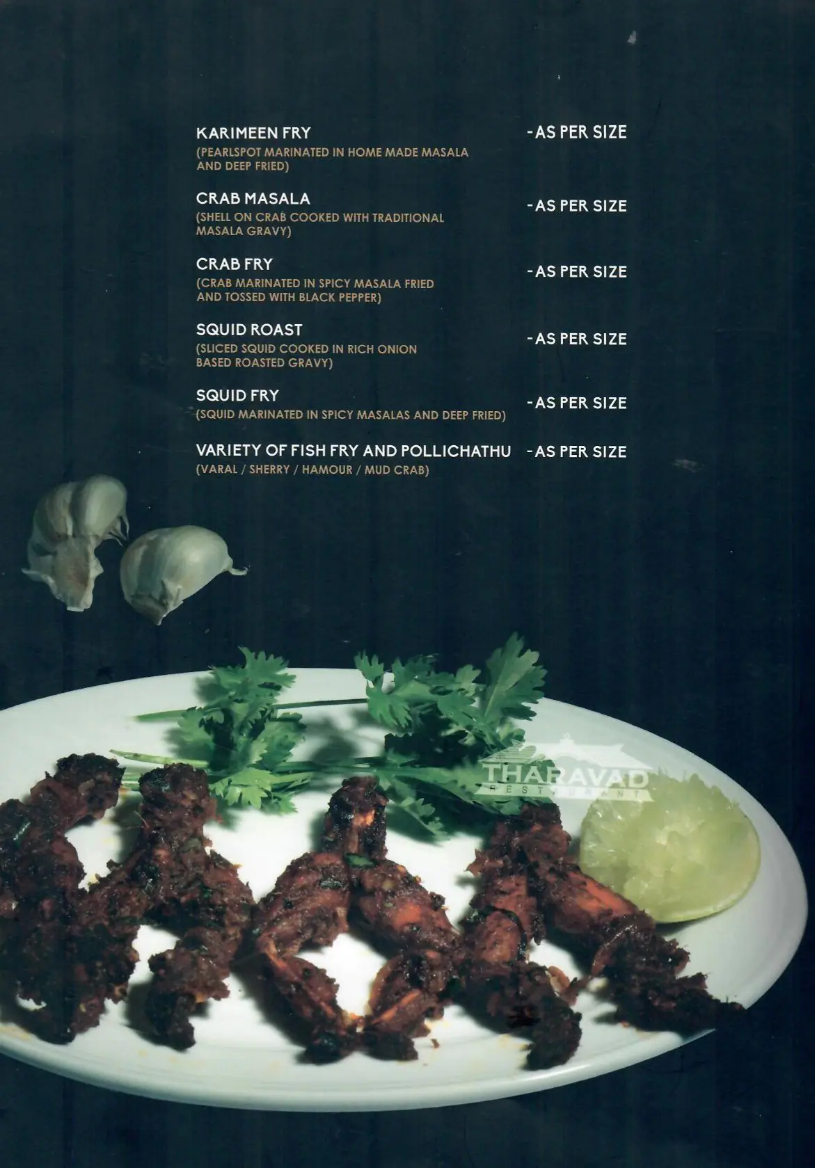 Tharavad Restaurant - Fortune Plaza Hotel Menu 