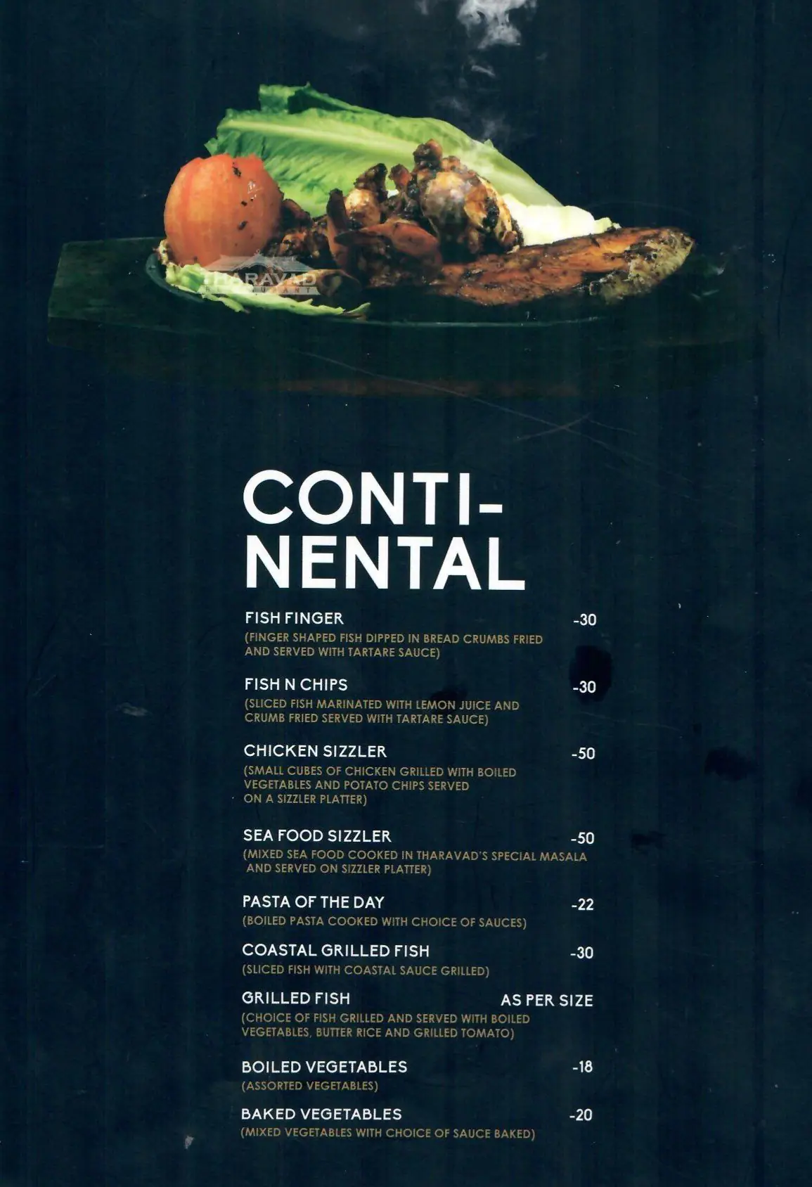 Tharavad Restaurant - Fortune Plaza Hotel Menu 