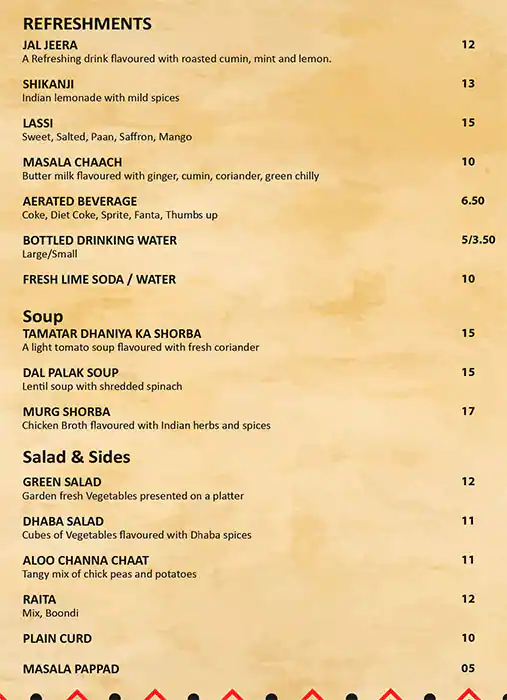 Pind Da Dhaba - بيند دا دهابا Menu 