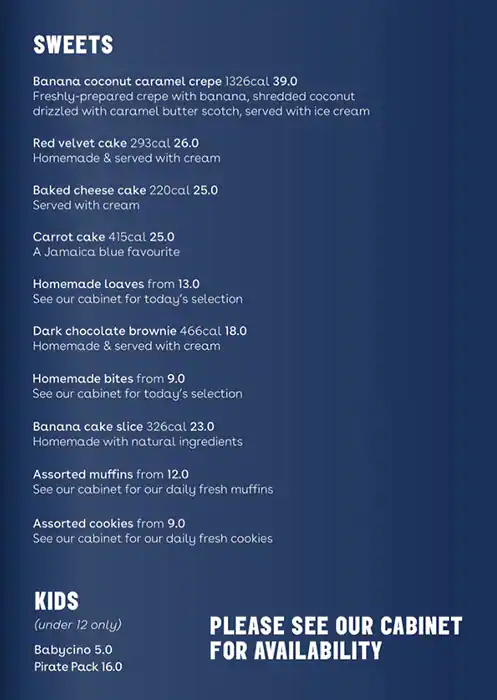 Jamaica Blue Menu in Al Safa, Dubai 