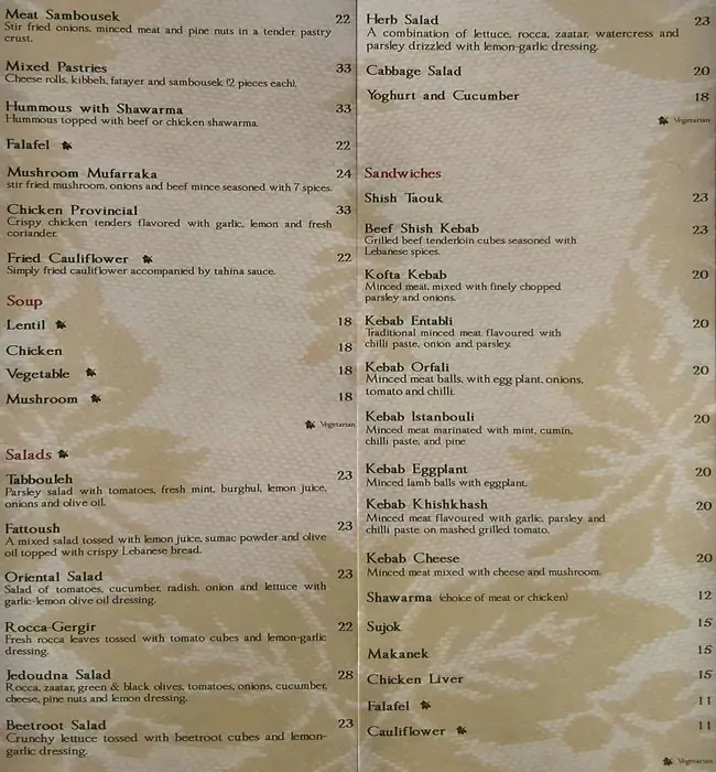 Jedoudna Restaurant & Cafe Menu 