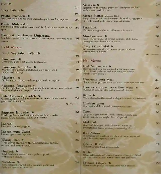 Jedoudna Restaurant & Cafe Menu 