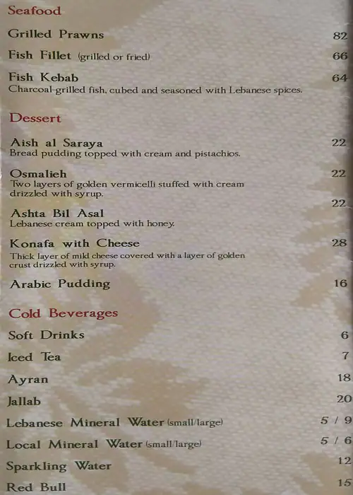 Jedoudna Restaurant & Cafe Menu 