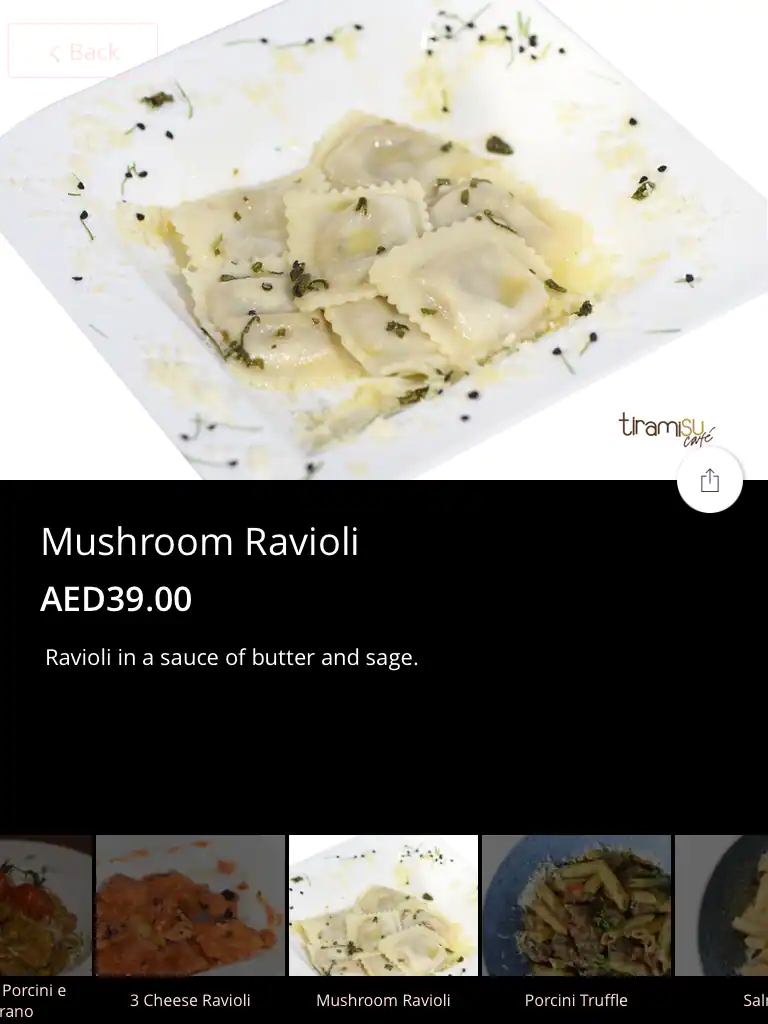 Tiramisu Cafe Menu in Downtown Dubai, Dubai 