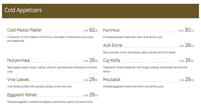 Mado Menu in The Dubai Mall,Downtown Dubai, Dubai 