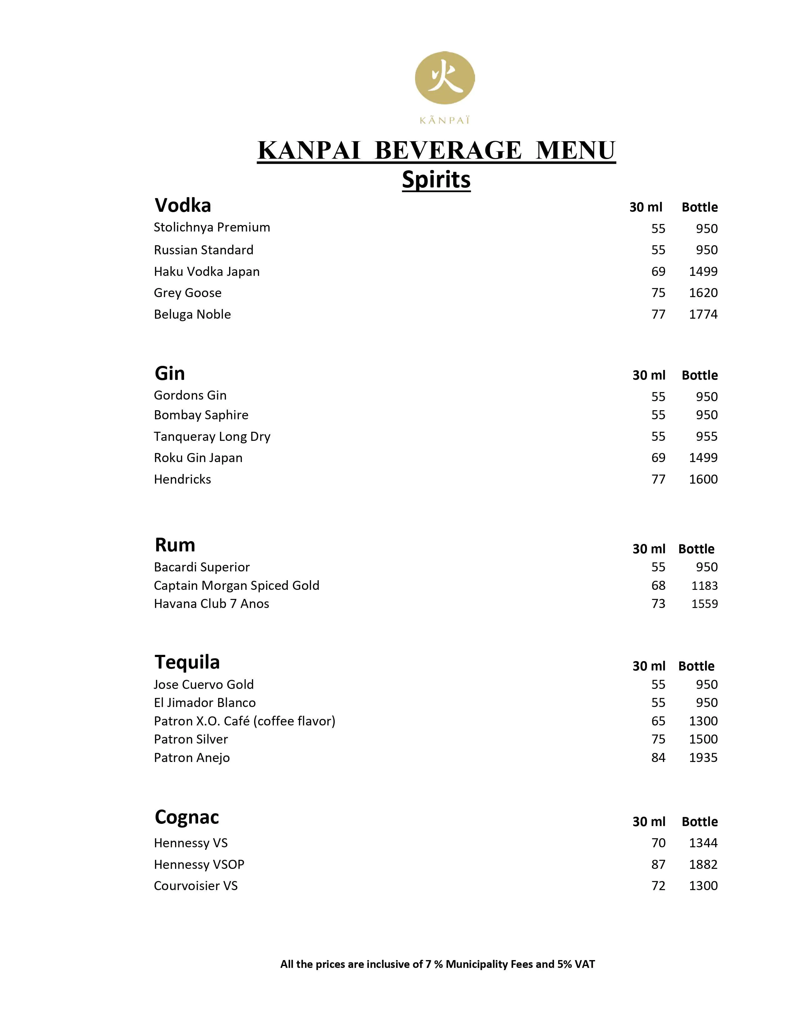 Kanpai Menu in Souk Al Bahar, Downtown Dubai, Dubai 