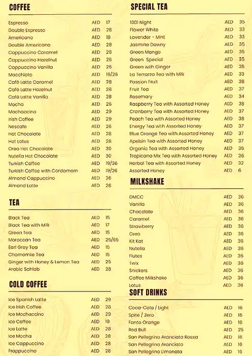 La Terrazza Menu in Almas Tower, Jumeirah Lake Towers (JLT), Dubai 