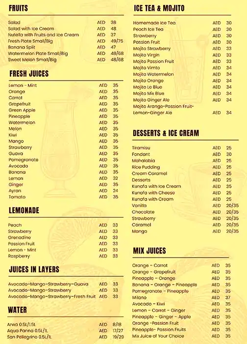 La Terrazza Menu in Almas Tower, Jumeirah Lake Towers (JLT), Dubai 