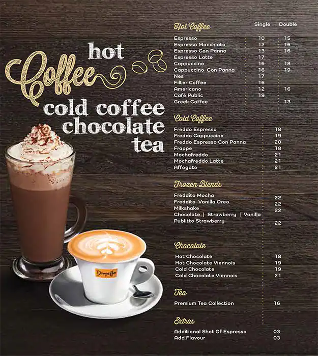 Public Cafe Menu in Cluster T, Jumeirah Lake Towers, Dubai 