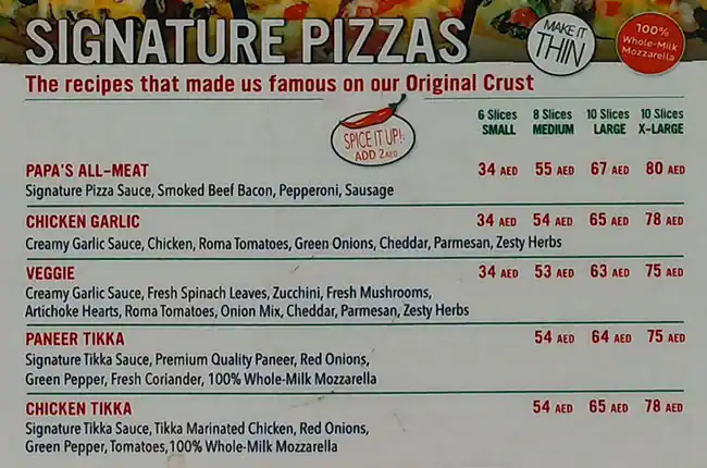 Papa Murphy's Pizza - بابا ميرفيز بيتزا Menu 