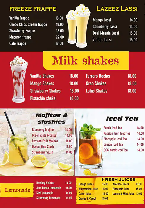 Cha Cha Chai Menu in Trade Centre Area, Dubai 