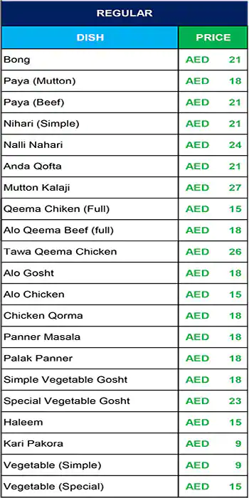 Lahore Darbar Menu in Naif, Dubai 