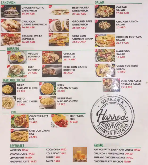 Harrods Menu in Al Barsha Mall, Al Barsha, Dubai 