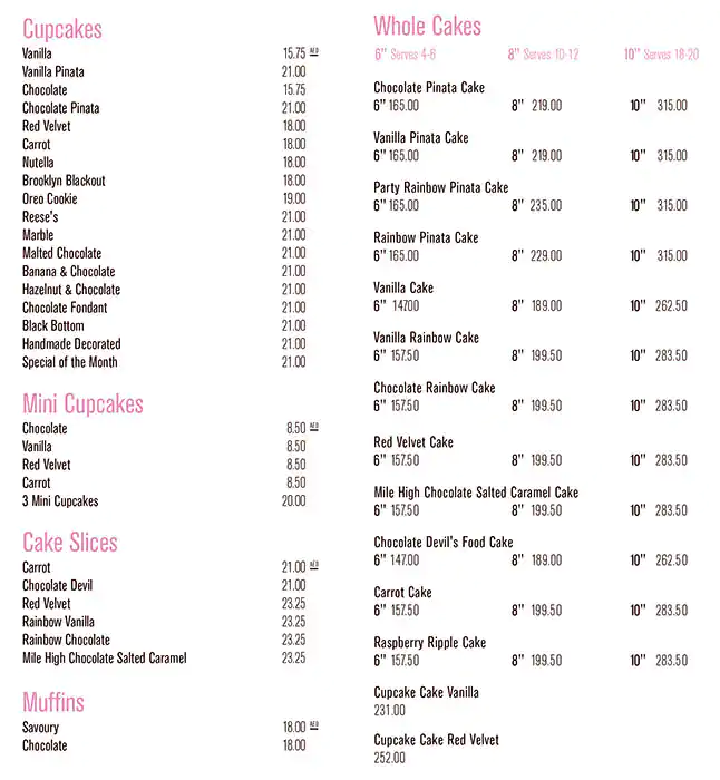 The Hummingbird Bakery - هامنجبيرد بيكري Menu 