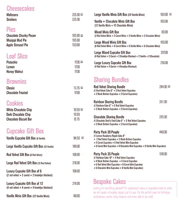 The Hummingbird Bakery - هامنجبيرد بيكري Menu 