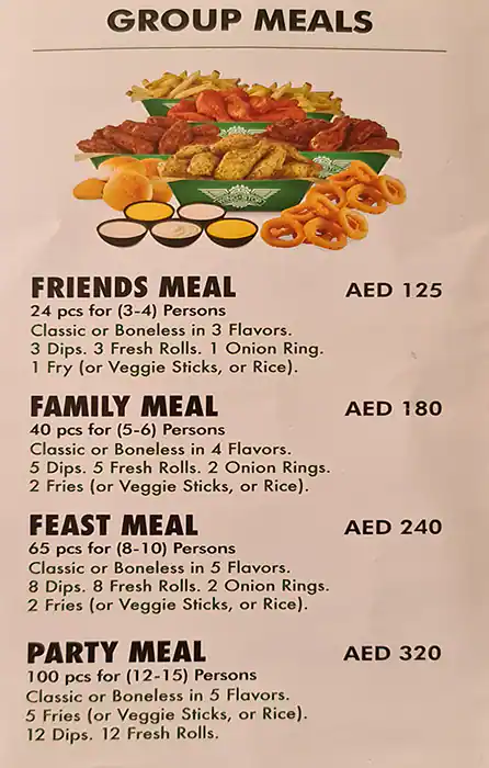 Wingstop - وينج ستوب Menu in Jumeirah Centre, Jumeirah 1, Dubai 