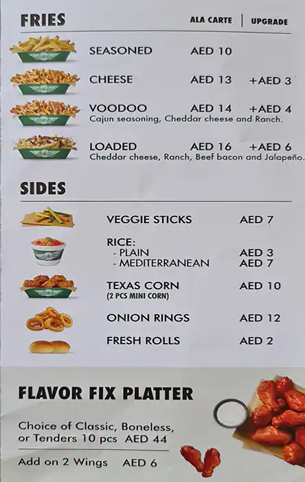 Wingstop - وينج ستوب Menu in Jumeirah Centre, Jumeirah 1, Dubai 