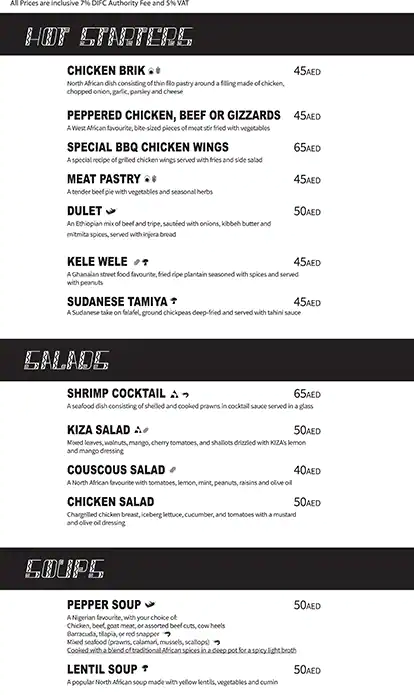 Kiza Menu in Emirates Financial Towers, DIFC, Dubai 