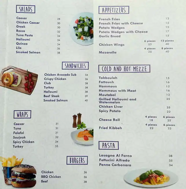 Lila Café Menu in Barsha Heights, Dubai 