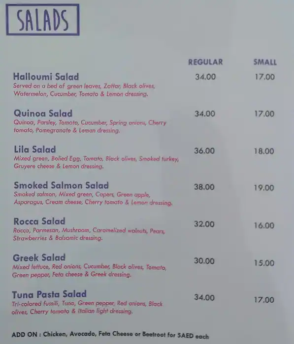 Lila Café Menu in Barsha Heights, Dubai 