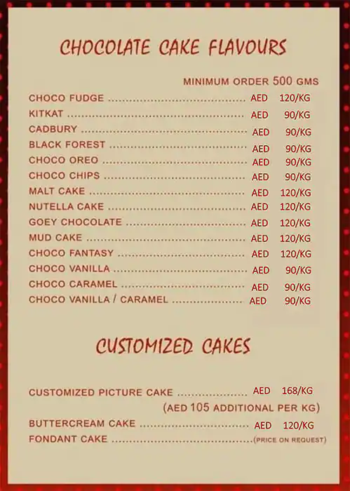 Cake Shake Menu in France Cluster, International City, Dubai 