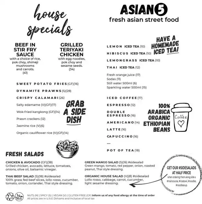 Asian5 Menu in DAFZA, Dubai International Airport Area, Dubai 