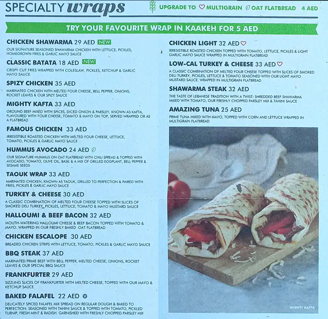 Zaatar w Zeit Menu in Dubai Media City, Dubai 