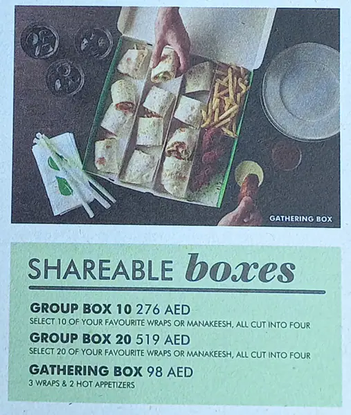 Zaatar w Zeit Menu in Dubai Media City, Dubai 