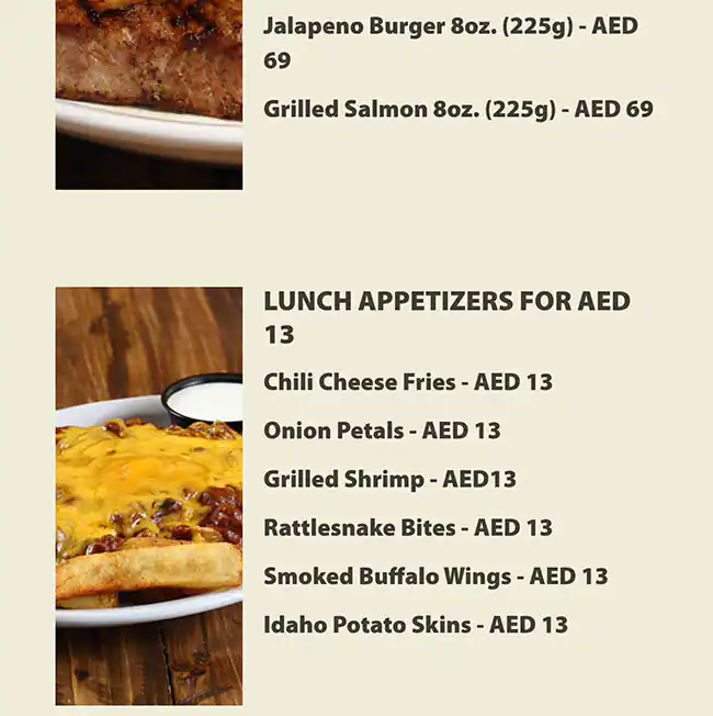 Texas Roadhouse Menu in Dubai Festival City Mall, Festival City, Dubai 