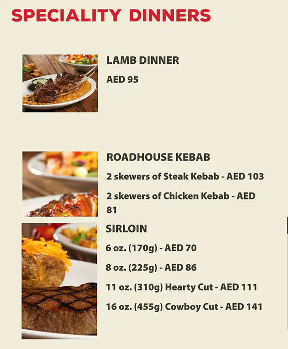 Texas Roadhouse Menu in Dubai Festival City Mall, Festival City, Dubai 